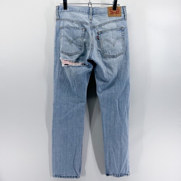 Levi’s 501 CT Custom Tapered Relaxed Mom Jeans Distressed Patches Size 24 - Picture 2 of 6